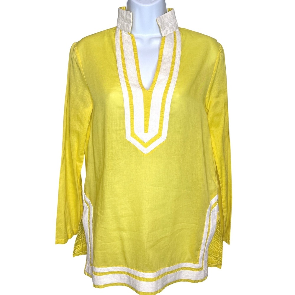Michael Kors Womens Yellow Cotton Tunic Top Size‎ 2 Boho Chic Old Money  Classic